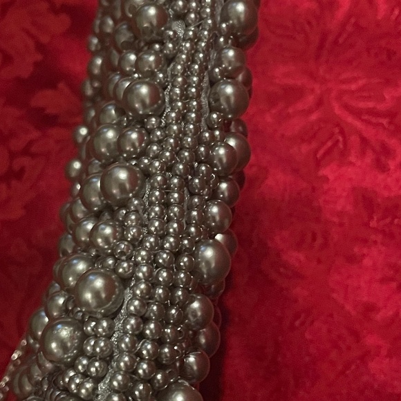 Gorgeous Silver Full Silver Beaded Mini Evening Bridal Handbag Purse - Picture 7 of 8